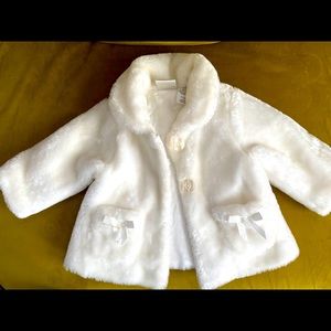 Girls White Faux Fur Coat